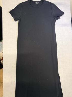 Leslie Fay Women's Black Short Sleeve Crewneck Knit Midi Dress Size Large